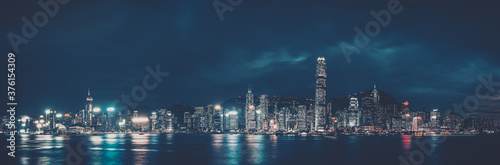 Photography Cityscape and skyline at Victoria Harbour in Hong Kong city