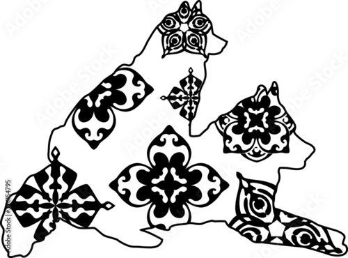 Wolf Mandala Black Design With Nature Pattern