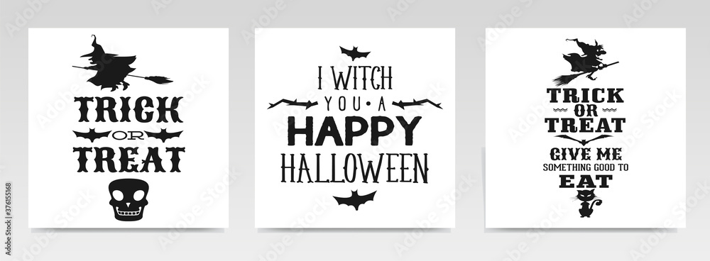 Fototapeta Halloween quotes letter typography set illustration.