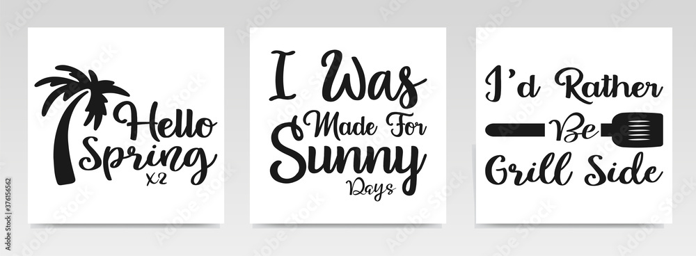 Summer quotes letter typography set illustration. Summer quotes letter typography set illustration.