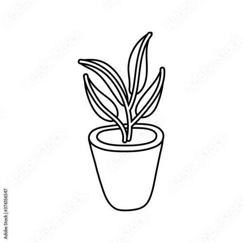 house plant in ceramic pot line style icon