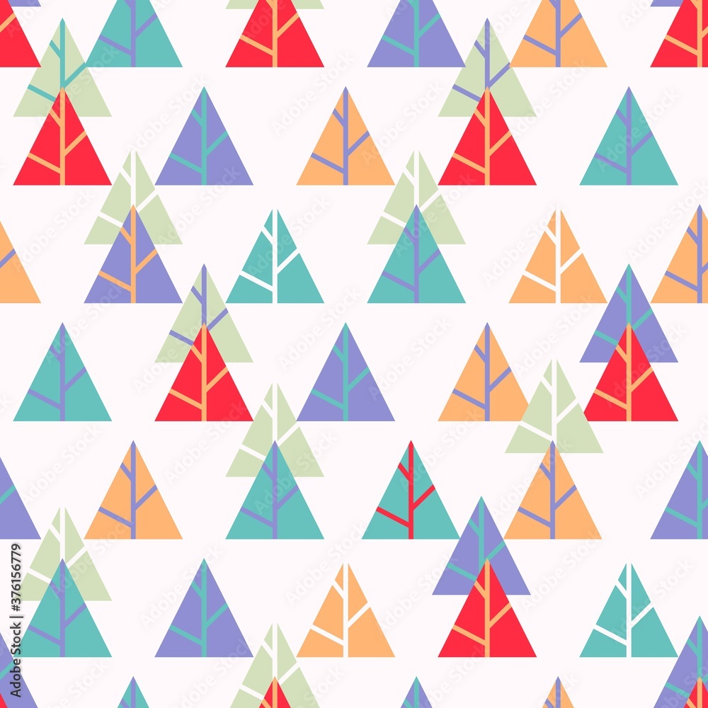 Colorful Retro Abstract Holiday Triangle Vector Seamless Pattern