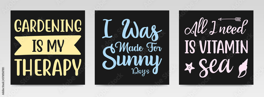 Summer quotes letter typography set illustration.