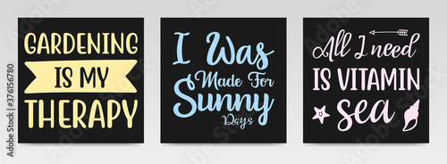 Summer quotes letter typography set illustration.