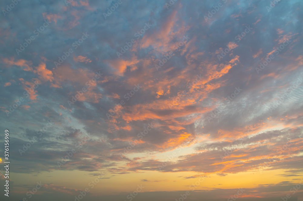 Fascinating sky and clouds natural scenery in summer