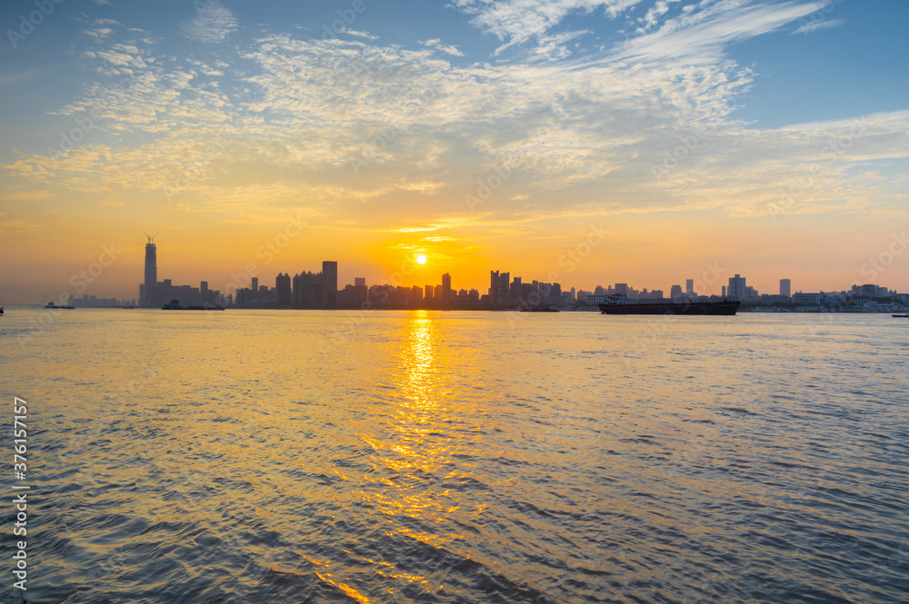 Wuhan city skyline scenery in summer, Hubei, China