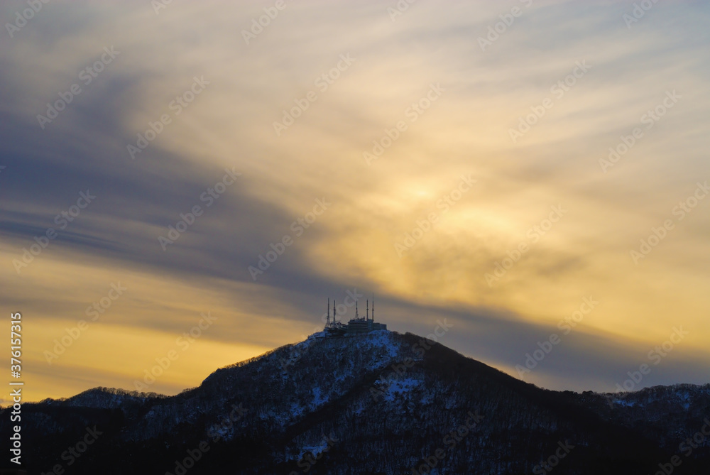 函館山　夕暮れ　素材