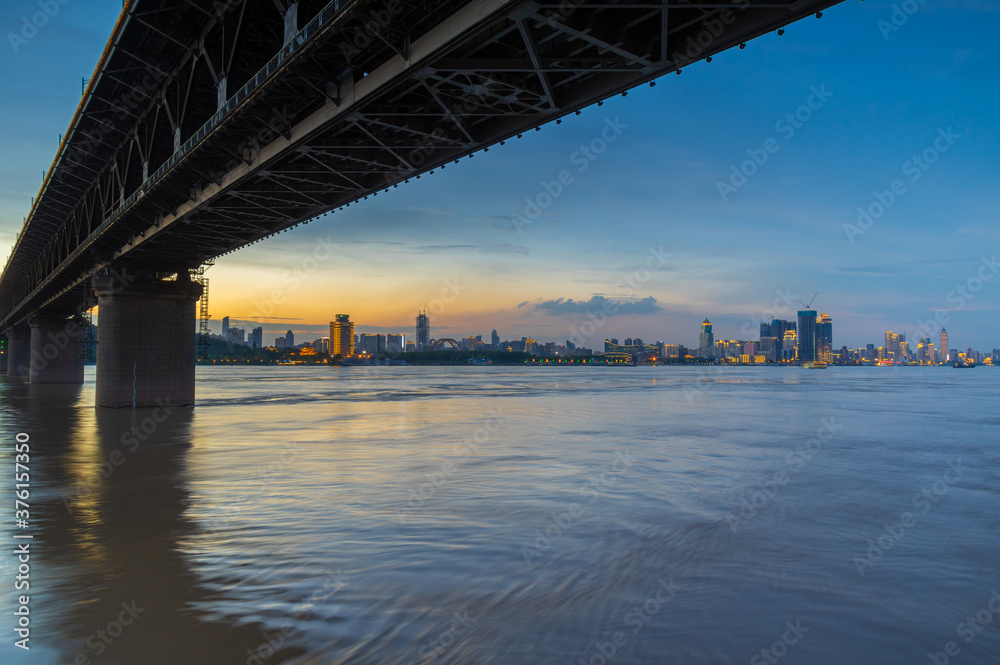 Wuhan city skyline scenery in summer, Hubei, China