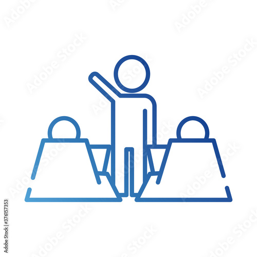 teamworkers with leader teaching coworking gradient style icon