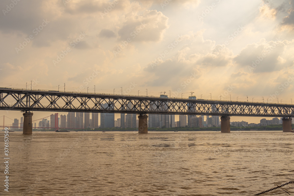 Wuhan city skyline scenery in summer, Hubei, China Wuhan city skyline scenery in summer, Hubei, China