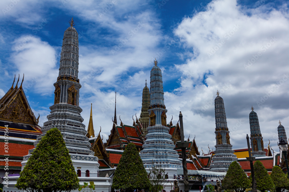 Temple of the Emerald Buddha (Wat Phra Kaew)  Bangkok  Thailand Traditional religious architecture of Asia Tourist destination