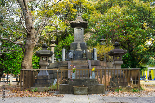 Tomb of Shogitai Warriors or Funeral monument to the Shogitai in Ueno Park, Tokyo, Japan