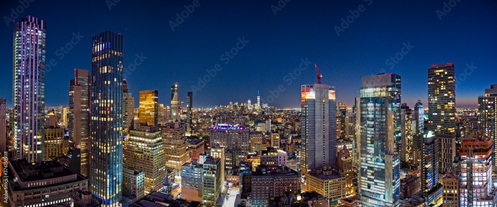 New York City Manhattan skyline at dusk