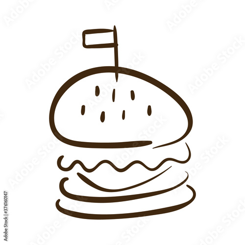 hamburger fast food line style icon