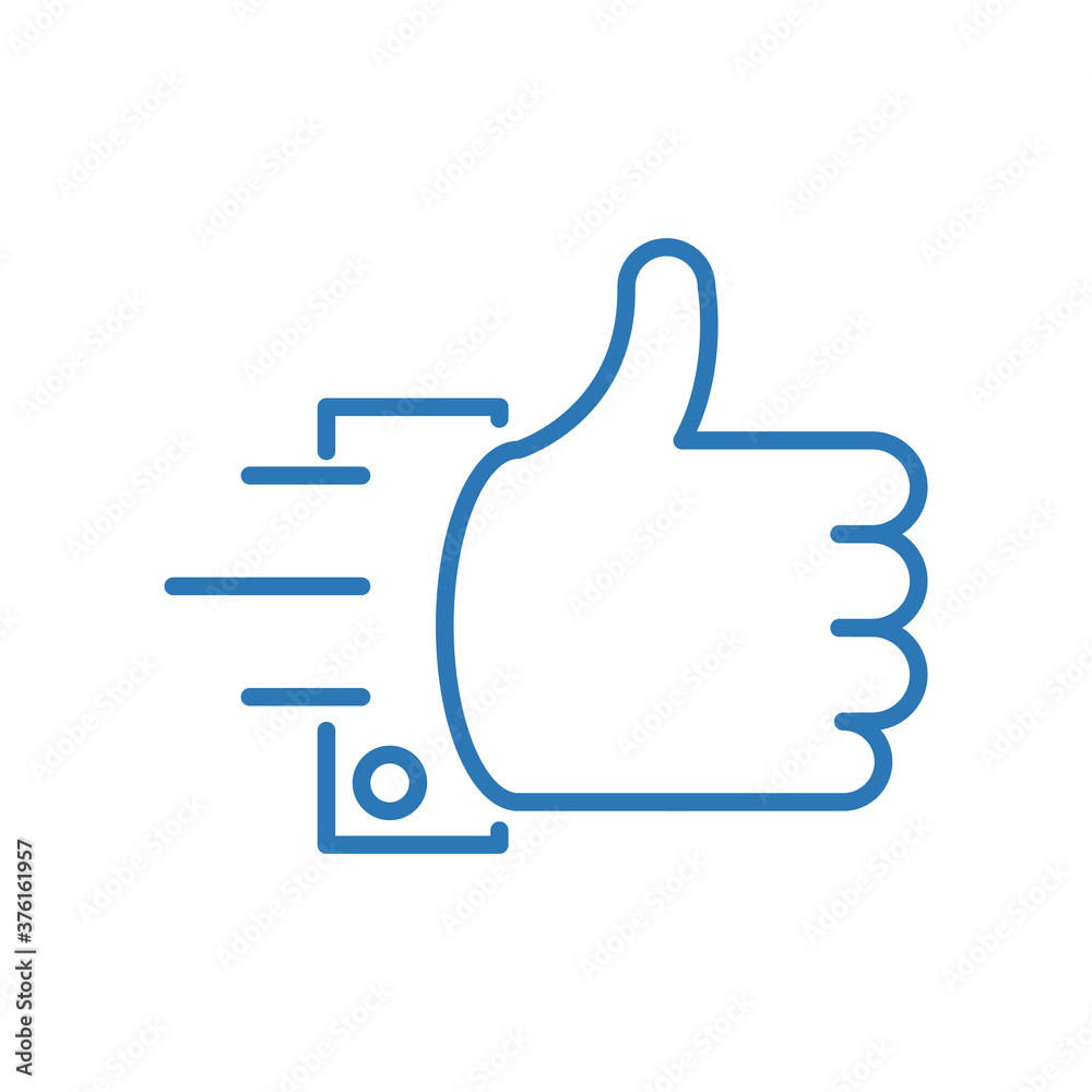 Thumbs up hand isolated icon in movement action Thumbs up hand isolated icon in movement action
