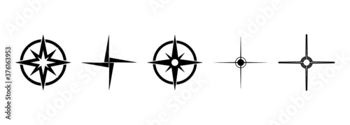 Map direction icon. North arrows vector set.