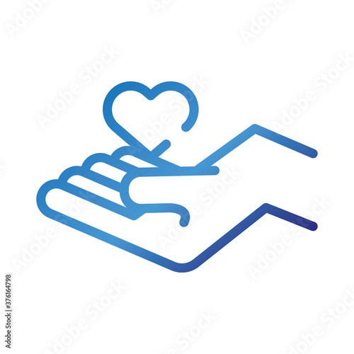 hand lifting heart love symbol gradient style icon