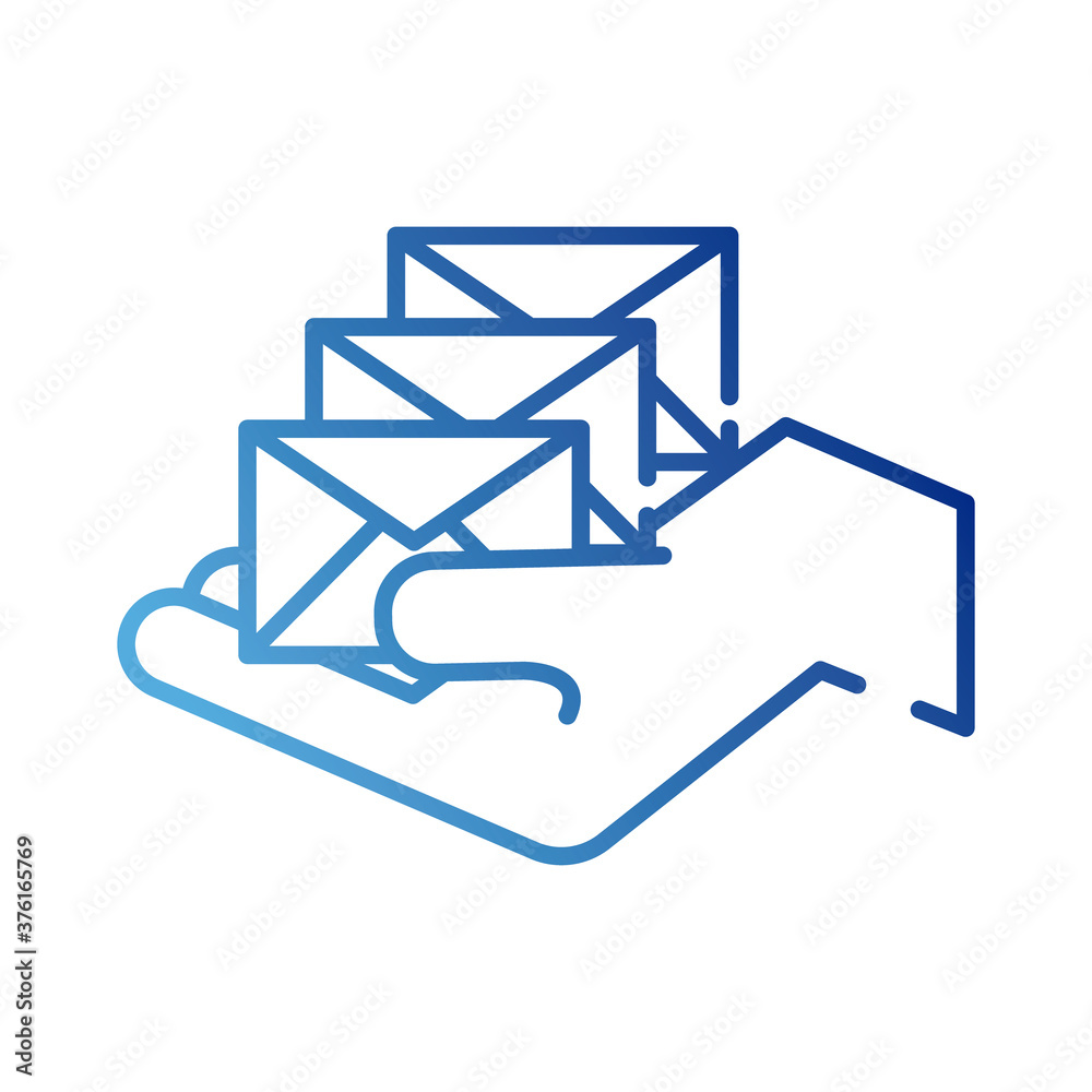 hand with envelopes gradient style icon hand with envelopes gradient style icon