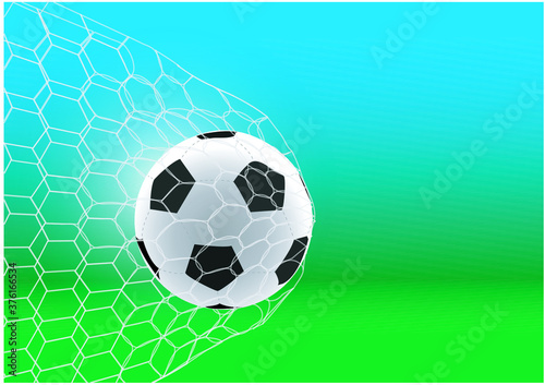 Soccer game match goal moment with ball in the net.Vector illustration. 