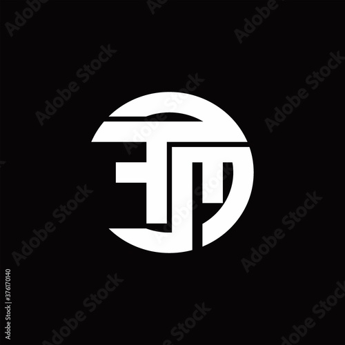 FM Logo monogram with rounded line swipe design template