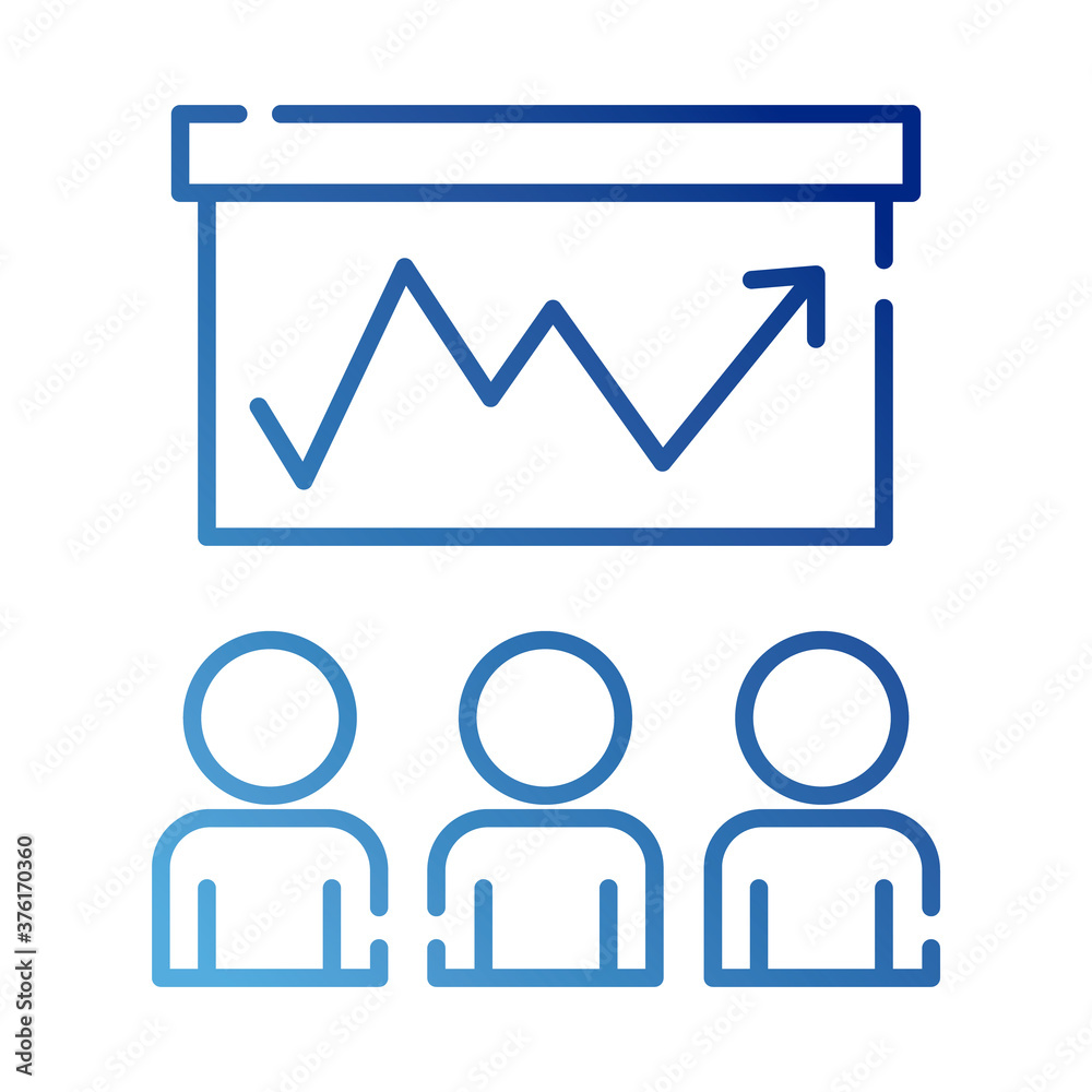 teamworkers figures with statistics coworking gradient style icon teamworkers figures with statistics coworking gradient style icon