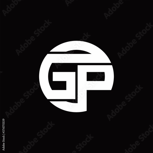GP Logo monogram with rounded line swipe design template