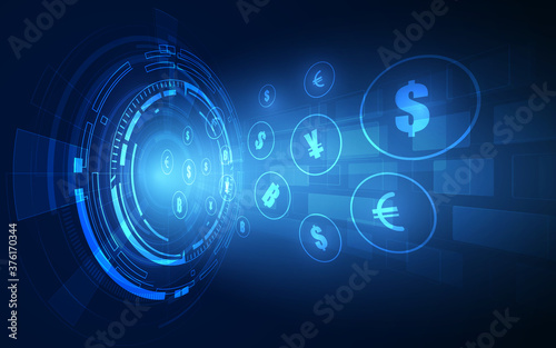Money transfer. Global Currency. Stock Exchange. Stock vector illustration.