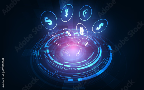 Money transfer. Global Currency. Stock Exchange. Stock vector illustration.