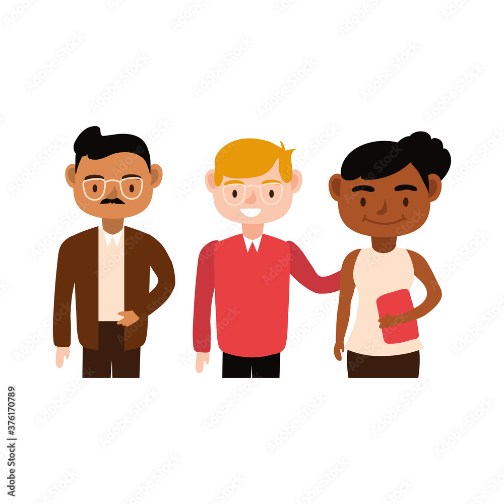 interracial teachers team workers characters