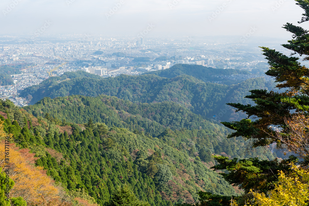 view of central city of tokyo from the mount takao, tokyo, japan view of central city of tokyo from the mount takao, tokyo, japan