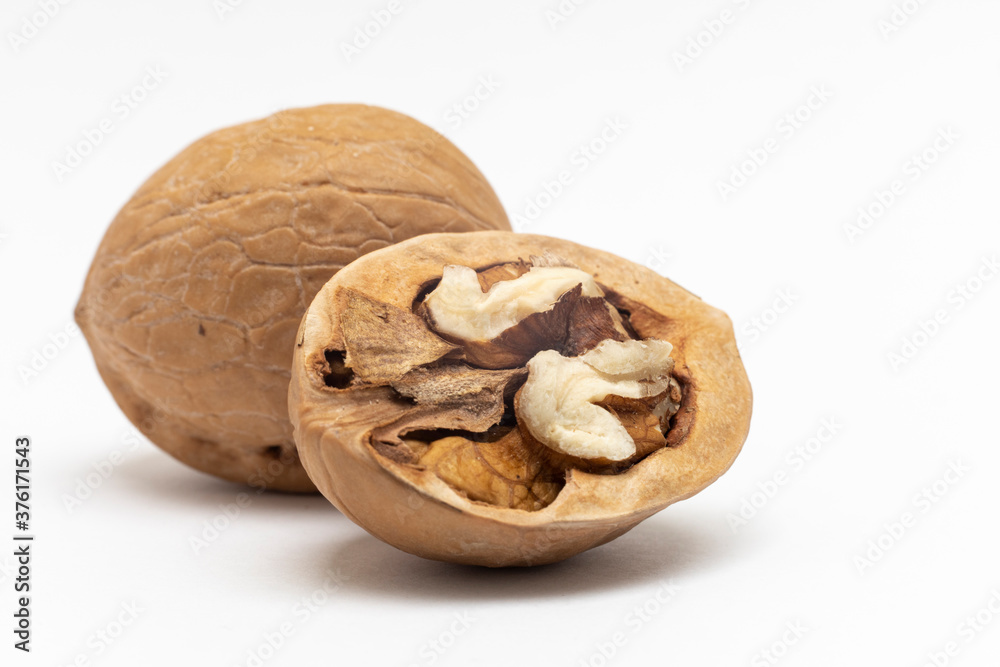 Walnut.close-up on a white background. Walnut.close-up on a white background.