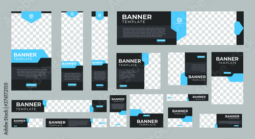 set of corporate web banners of standard size with a place for photos. Vertical, horizontal and square template. vector illustration EPS 10