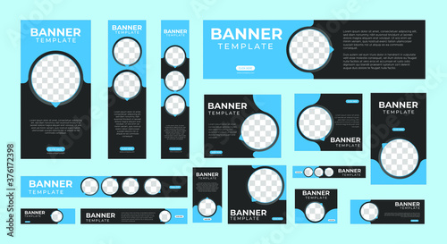 set of corporate web banners of standard size with a place for photos. Vertical, horizontal and square template. vector illustration EPS 10