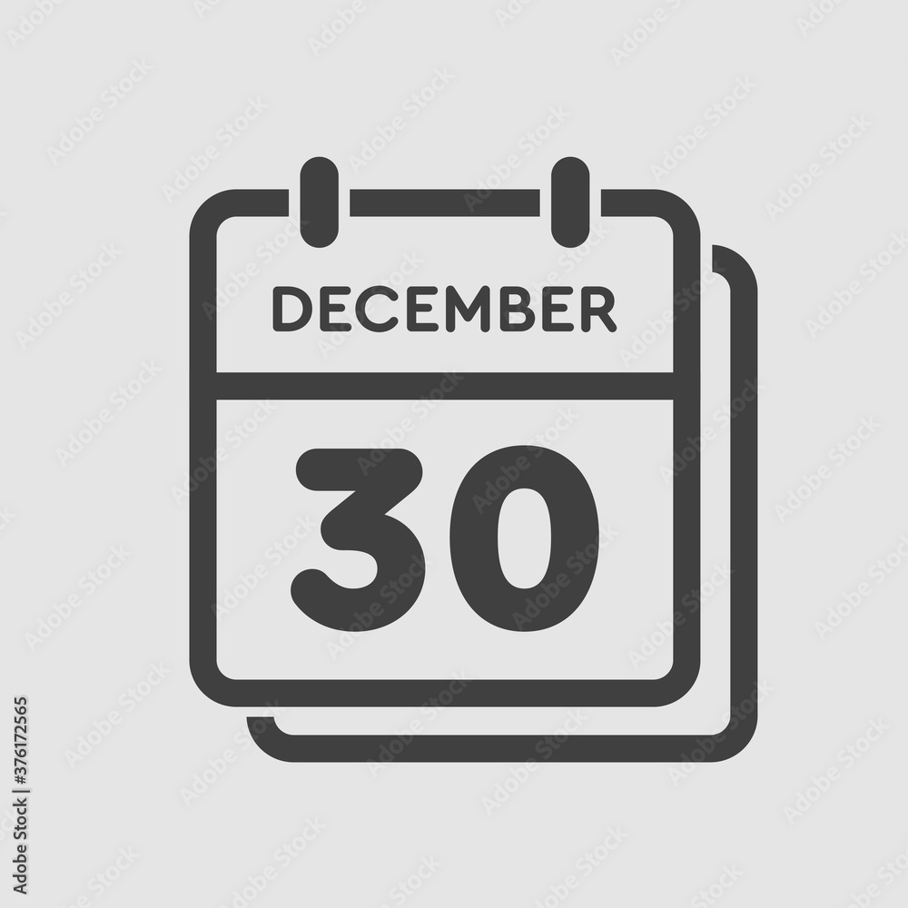 Calendar icon day 30 December, template icon day Calendar icon day 30 December, template icon day