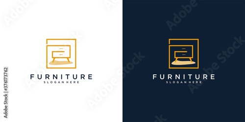 furniture logo design. Luxurious interior design line cupboard