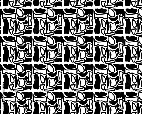 Hand drawn black and white seamless abstract pattern  Illustration