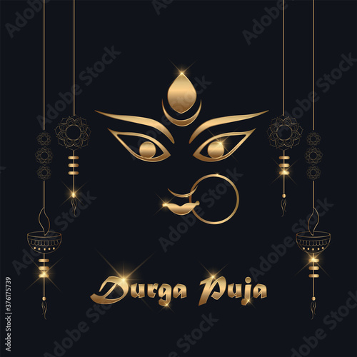 Innovative abstract golden style Maa Durga design illustration.-Durga Puja vectro