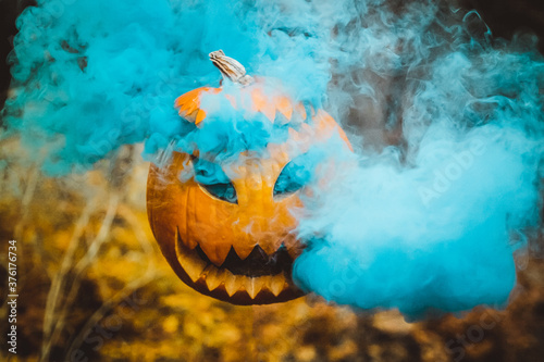 blue mist halloween pumpkin