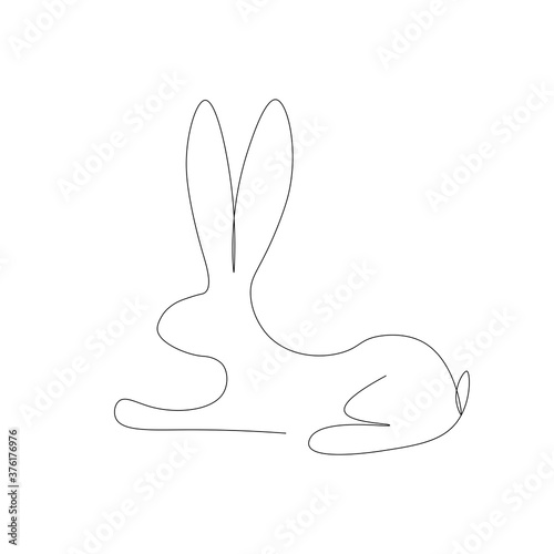 Bunny animal line drawing, vector illustration