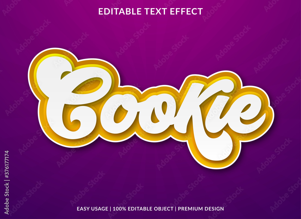 cookie text effect template design with bold font style and retro