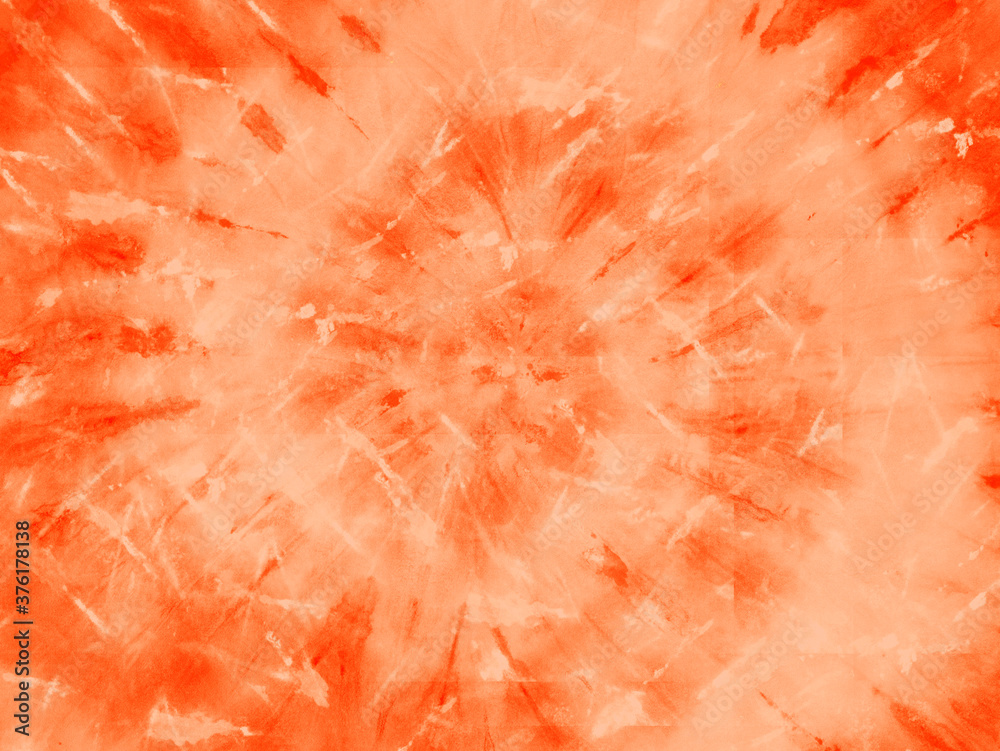Orange tie dye pattern. Spiral tie-dye texture background. Stock Photo