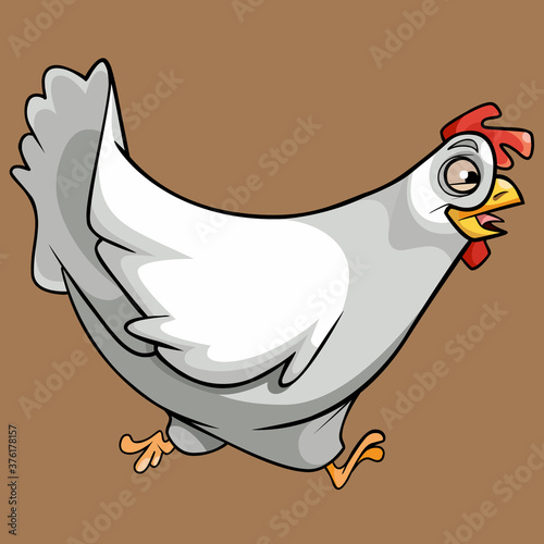 funny cartoon big white chicken runs fun