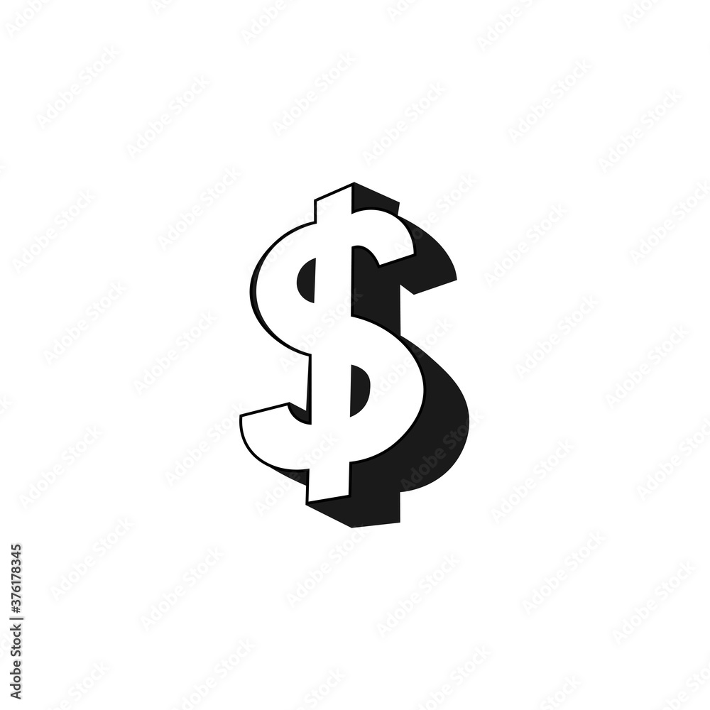 3d dollar sign black icon. Vector illustration eps 10 3d dollar sign black icon. Vector illustration eps 10