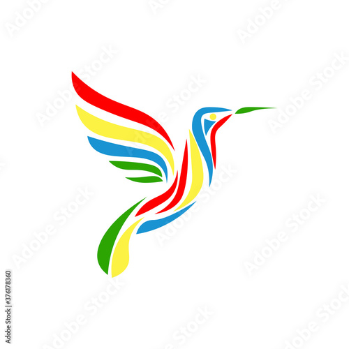 Hummingbird multicolored logo icon. Vector illustration eps 10