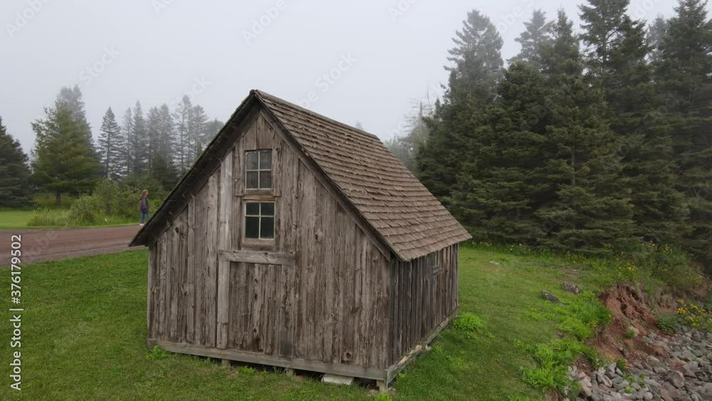 Stoney point old shack in Minnesota Lake Superior North shore during a foggy summer afternoon Stoney point old shack in Minnesota Lake Superior North shore during a foggy summer afternoon