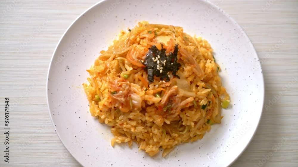 kimchi fried rice with seaweed and white sesame - Korean food style