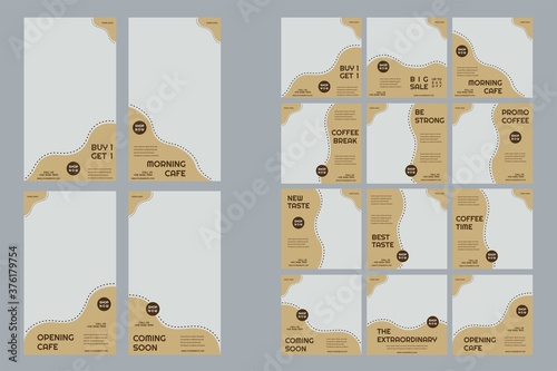 Coffe shop social media post and story template