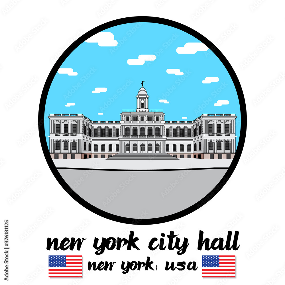 circle icon New York City Hall. vector illustration