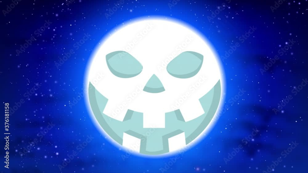 Moon with halloween face and bats, art video illustration. Moon with halloween face and bats, art video illustration.