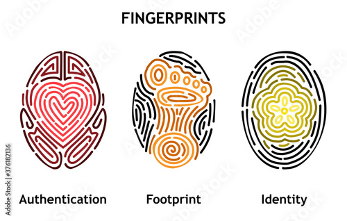 Creative Fingerprints. Authentication heart beat. Footprint. Identity flower.